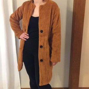Rich Camel FAUX Shearling Coat